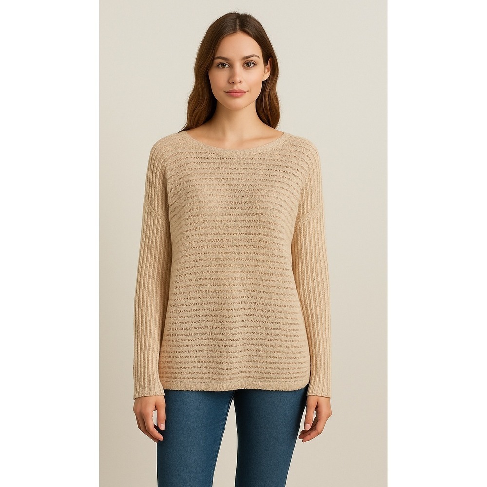 Jennifer Lopez Open Knit Sweater Metallic Gold‎ Sparkle Long Sleeve